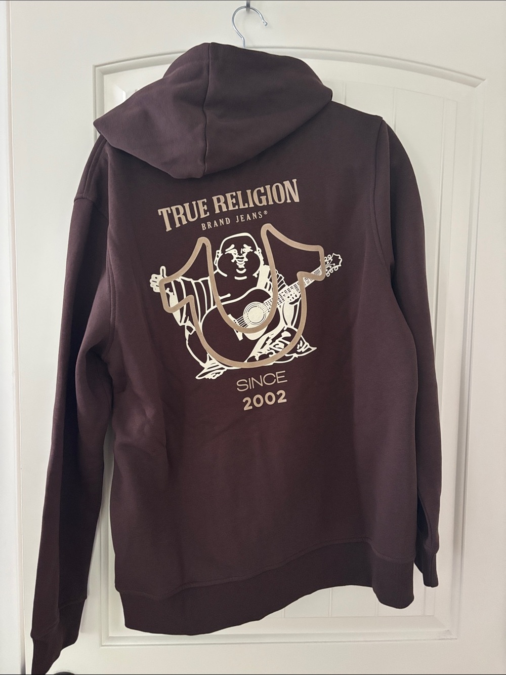True Religion Chocolate Brown Full-Zip Hoodie with Logo - Picture 2 of 3